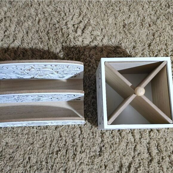 White Decorative Home Accent Set (Rotating Utensil Holder And Nabkins Holder) - Picture 6 of 13